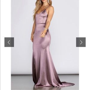 Medium lavender satin even gown